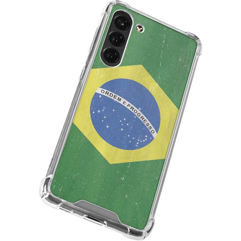 Brazil Flag Distressed Galaxy S23 Plus Clear Case